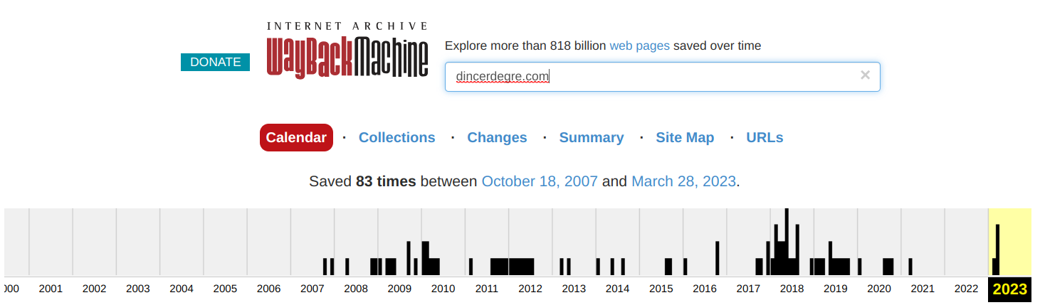 DincerDegre Wayback Machine